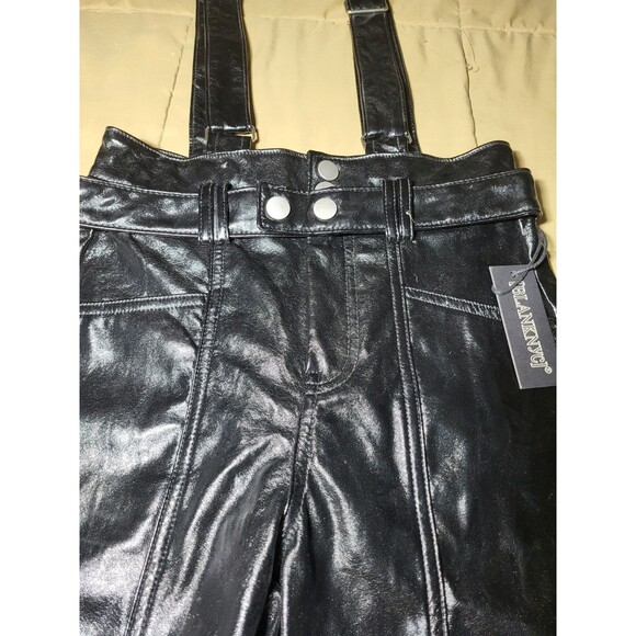[BLANKNYC] Black Faux Leather Overalls Size 25 Vegan Leather “Other Worldly” NWT - Picture 5 of 9